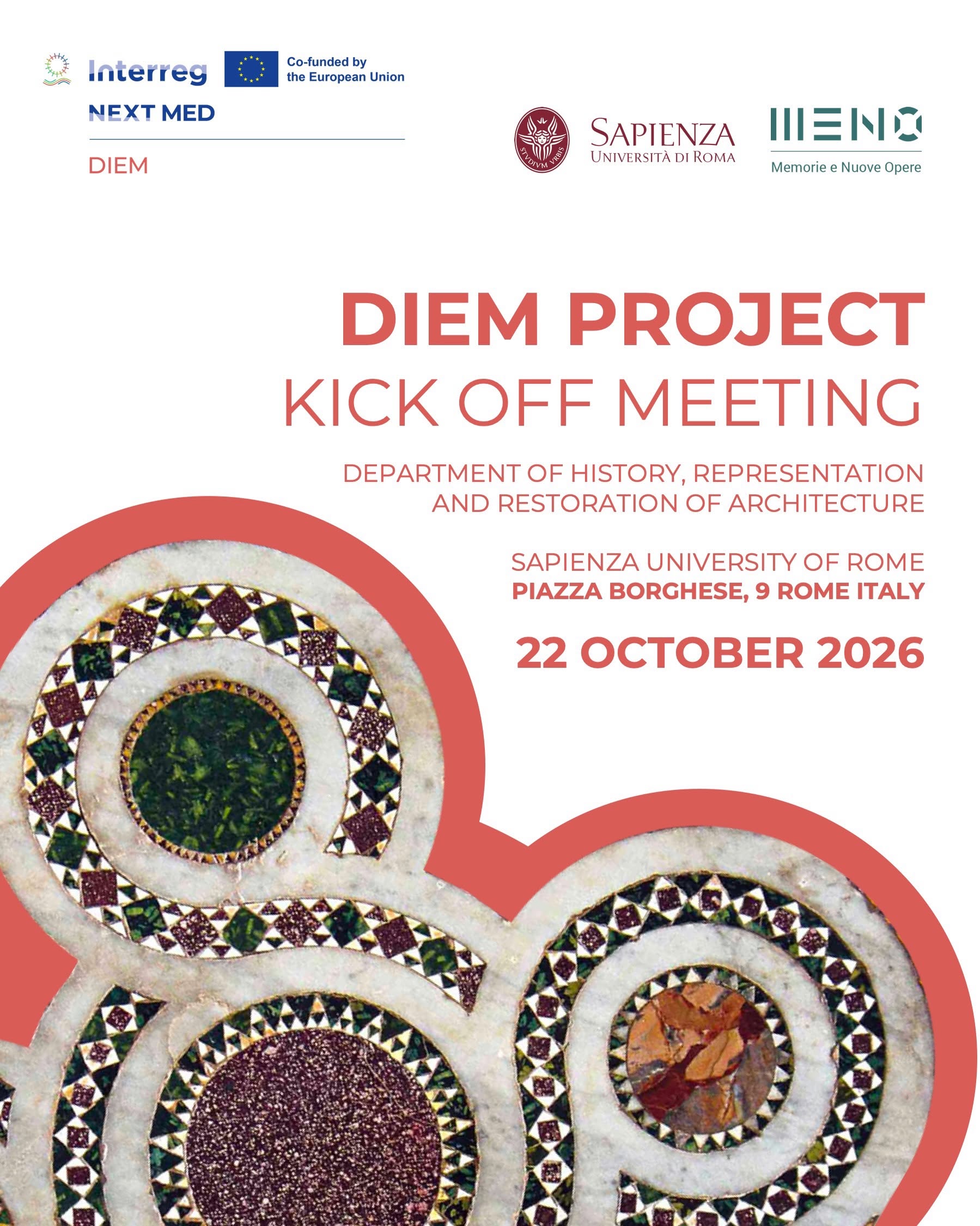 Immagine dell’articolo “A Roma il kick off del progetto DIEM. Due giorni diconfronto strategico tra i partner. In programma una tavola rotonda dedicata a “Memory Under Siege””